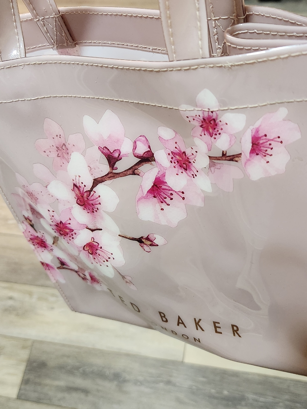 Ted Baker Pink Floral Vinyl Tote Bag - Picture 9 of 10
